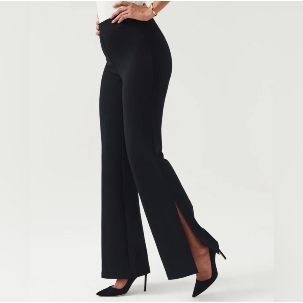Spanx Womens Size XL Black The Perfect Pant Double Split Hem Wide Leg High Rise